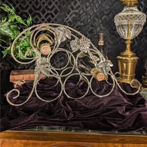 6 Bottle Large Vintage WM Rogers Bordeaux Silver Plate Wine Holder Rack w/ Box
